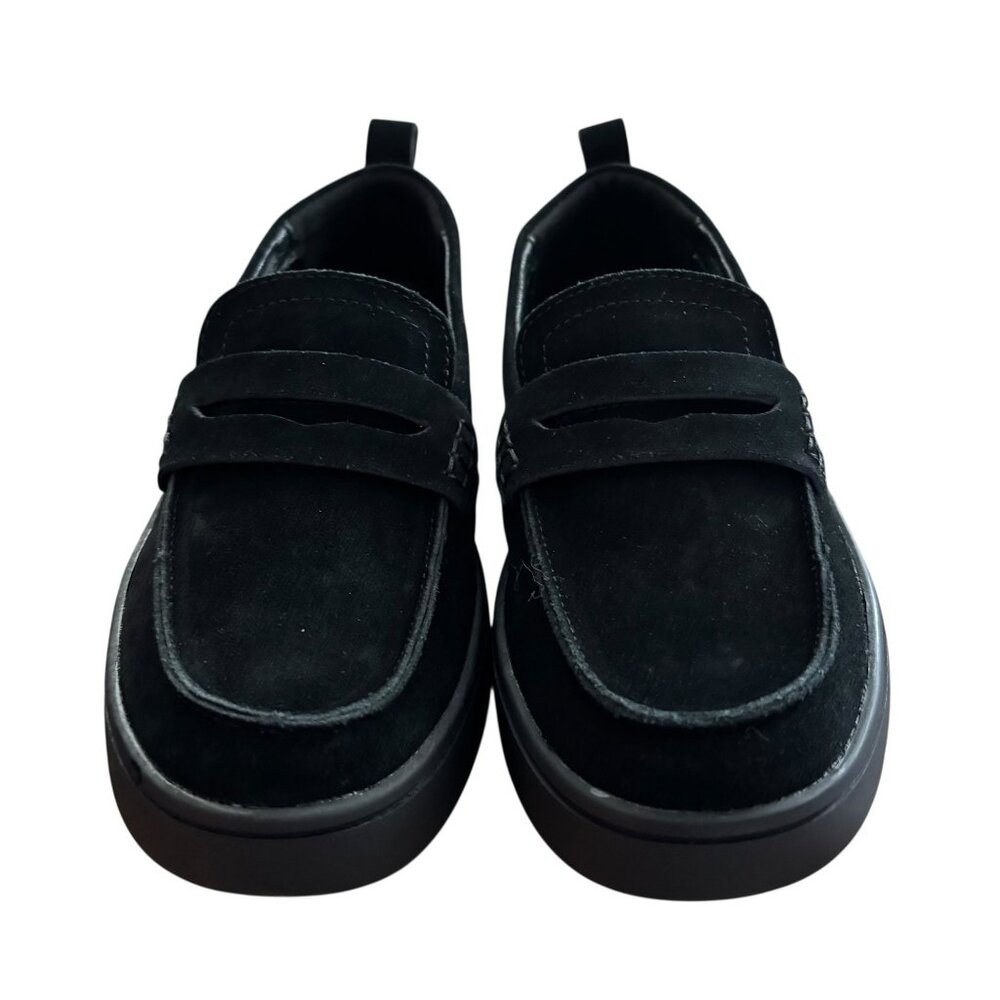 Vodvob Suede Leather Penny Loafers Size 6 Womens Black Slip On Flats NEW